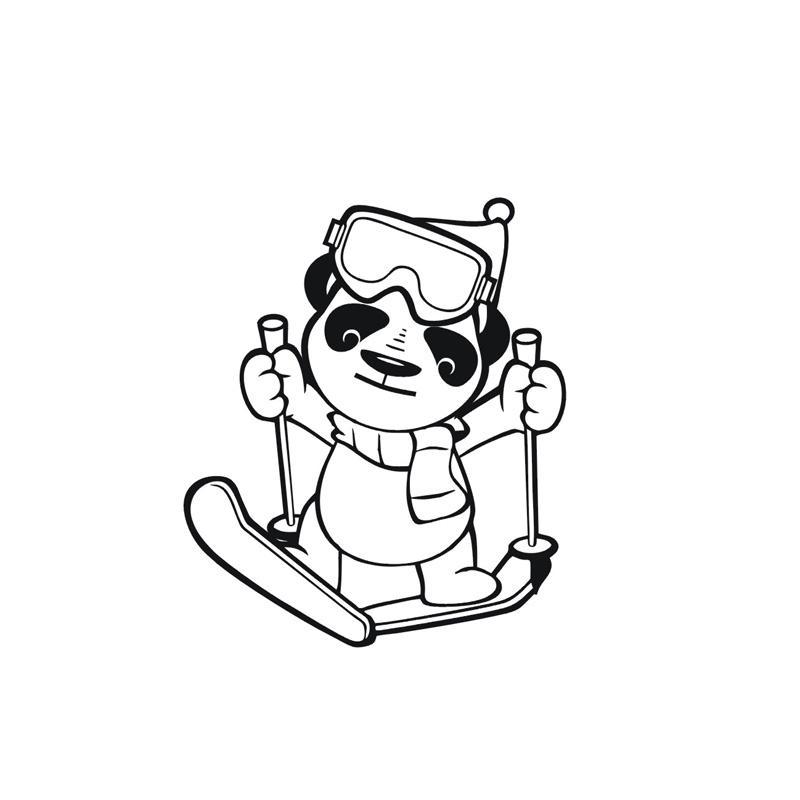 滑雪熊猫图形